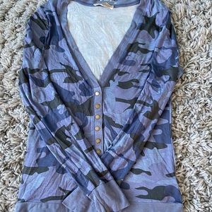 Camo long sleeve v-neck shirt